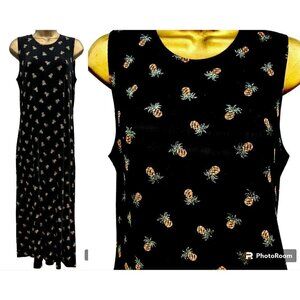 Y2K Ronni Nicole by Ouida Maxi Dress 8P Pineapple Glitter Tropical Whimsigoth